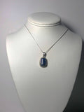 Lapis-Lazuli Cabochon in .999 Fine Silver Bezel Pendant display - Jemel 