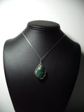 Magnetite Chrysocolla Pendant Wire Wrapped .925 Sterling Silver display - Jemel