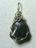 Magnetite Stone Pendant Wire Wrapped .925 Sterling Silver