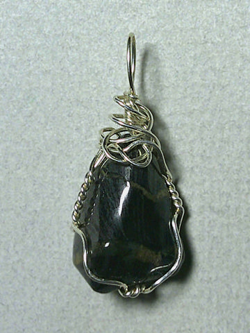 Magnetite Stone Pendant Wire Wrapped .925 Sterling Silver - Jemel