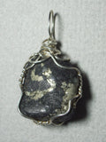 Healer's Gold Magnetite Pyrite Pendant Wire Wrapped 1.925 Sterling Silver - Jemel