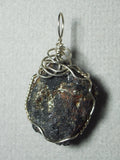 Raw Healer's Gold Magnetite Pyrite Pendant Wire Wrapped 1.925 Sterling Silver - Jemel