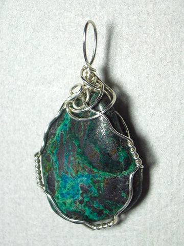 Magnetite Chrysocolla Pendant Wire Wrapped .925 Sterling Silver - Jemel