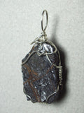 Raw Magnetite Stone Pendant Wire Wrapped .925 Sterling Silver