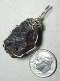 Raw Magnetite Stone Pendant Wire Wrapped .925 Sterling Silver