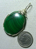 Malachite Cabochon Pendant Wire Wrapped .925 Sterling Silver