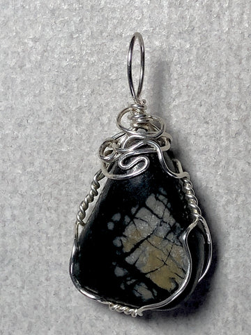 Picasso Marble Pendant Wire Wrapped .925 Sterling Silver - Jemel