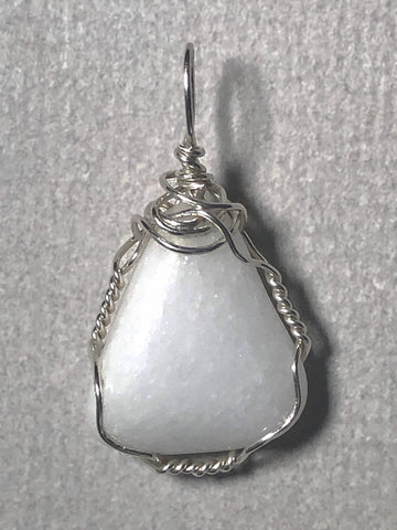Yule White Marble Pendant Wire Wrapped .925 Sterling Silver - Jemel