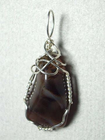 Montana Agate Pendant Wire Wrapped .925 Sterling Silver - Jemel