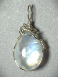 Blue Moonstone Cabochon Pendant Wire Wrapped .925 Sterling Silver - Jemel