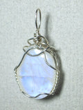 Blue Moonstone Cabochon Pendant Wire Wrapped .925 Sterling Silver