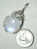 Blue Moonstone Cabochon Pendant Wire Wrapped .925 Sterling Silver