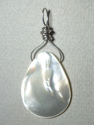 Mother of Pearl Pendant Wire Wrapped .925 Sterling Silver - Jemel