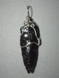 Obsidian Arrowhead Pendant Wire Wrapped .925 Sterling Silver