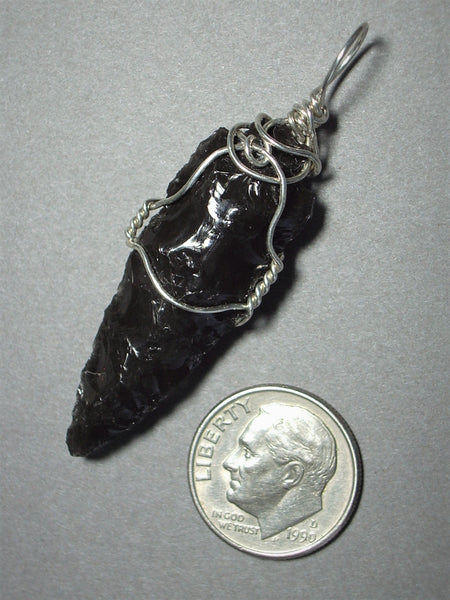 Obsidian Arrowhead Pendant Wire Wrapped .925 Sterling Silver – Jemel