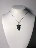 Obsidian Arrowhead Pendant Wire Wrapped .925 Sterling Silver display - Jemel