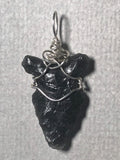 Obsidian Arrowhead Pendant Wire Wrapped .925 Sterling Silver - Jemel