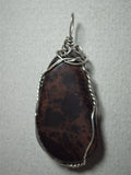 Mahogany Obsidian Stone Pendant Wire Wrapped .925 Sterling Silver