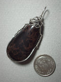 Mahogany Obsidian Stone Pendant Wire Wrapped .925 Sterling Silver