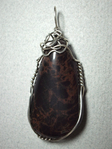 Mahogany Obsidian Stone Pendant Wire Wrapped .925 Sterling Silver - Jemel