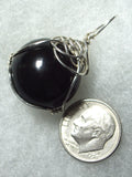 Black Onyx Ball, Sphere , Marble Pendant Wire Wrapped .925 Sterling Silver