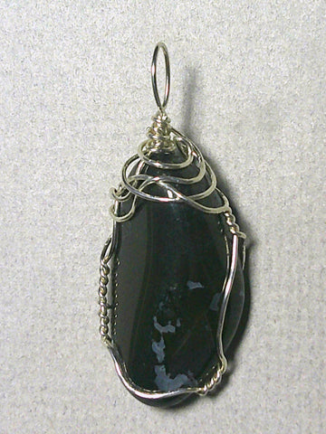 Mangano Black Onyx Pendant Wire Wrapped .925 Sterling Silver - Jemel