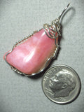 Peruvian Pink Opal Pendant Wire Wrapped .925 Sterling Silver