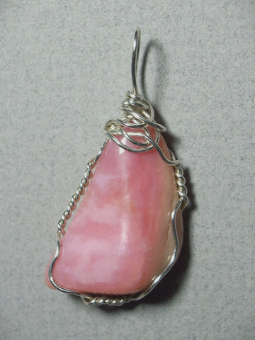 Peruvian Pink Opal Pendant Wire Wrapped .925 Sterling Silver - Jemel