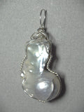 Baroque Fireball Pearl Pendant Wire Wrapped .925 Sterling Silver