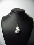 Baroque Fireball Pearl Pendant Wire Wrapped .925 Sterling Silver display - Jemel