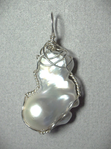 Baroque Fireball Pearl Pendant Wire Wrapped .925 Sterling Silver - Jemel
