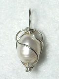 Cultured Freshwater Pearl Bead Pendant Wire Wrapped .925 Sterling Silver