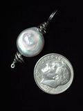 Cultured Freshwater Pearl Coin Bead Pendant Wire Wrapped .925 Sterling Silver