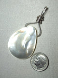 Mother of Pearl Bead Pendant Wire Wrapped .925 Sterling Silver