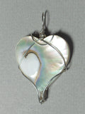 Mother of Pearl Heart Bead Pendant Wire Wrapped .925 Sterling Silver
