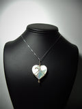 Mother of Pearl Heart Bead Pendant Wire Wtrapped .925 Sterling Silver display - Jemel