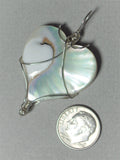 Mother of Pearl Heart Bead Pendant Wire Wrapped .925 Sterling Silver