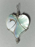 Mother of Pearl Heart Bead Pendant Wire Wtrapped .925 Sterling Silver - Jemel
