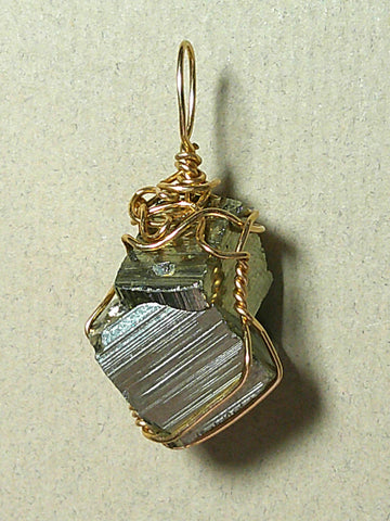 Pyrite Crystal Cluster Pendant Wire Wrapped 14/20 Gold Filled - Jemel