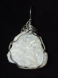 Quartz Druzy Crystal Cluster Pendant Wire Wrapped .925 Sterling Silver
