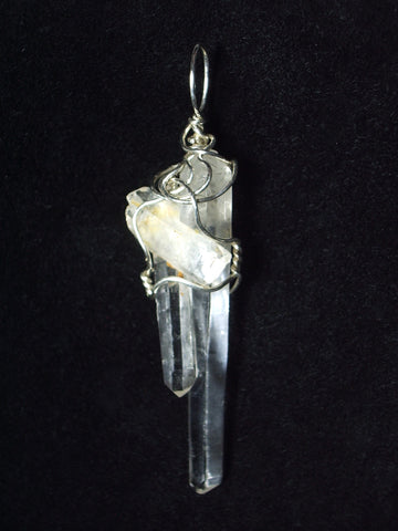 Quartz Crystal Pendant Wire Wrapped .925 Sterling Silver - Jemel