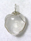 Quartz Crystal Heart Pendant Wire Wrapped .925 Sterling Silver