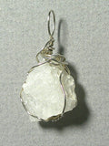Raw Crystalline Quartz Pendant Wire Wrapped .925 Sterling Silver
