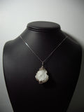 Quartz Crystal Filled Geode Pendant Wire Wrapped .925 Sterling Silver display - Jemel
