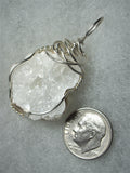 Quartz Crystal Filled Geode Pendant Wire Wrapped .925 Sterling Silver