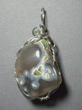 Rain Forest Rhyolite Pendant Wire Wrapped .925 Sterling Silver