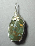 Rain Forest Rhyolite Pendant Wire Wrapped .925 Sterling Silver