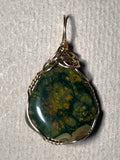 Rain Forest Rhyolite Pendant Wire Wrapped 14K Gold Filled - Jemel