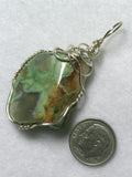 Rain Forest Rhyolite Pendant Wire Wrapped .925 Sterling Silver