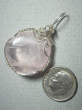 Rose Quartz Stone Pendant Wire Wrapped .925 Sterling Silver
